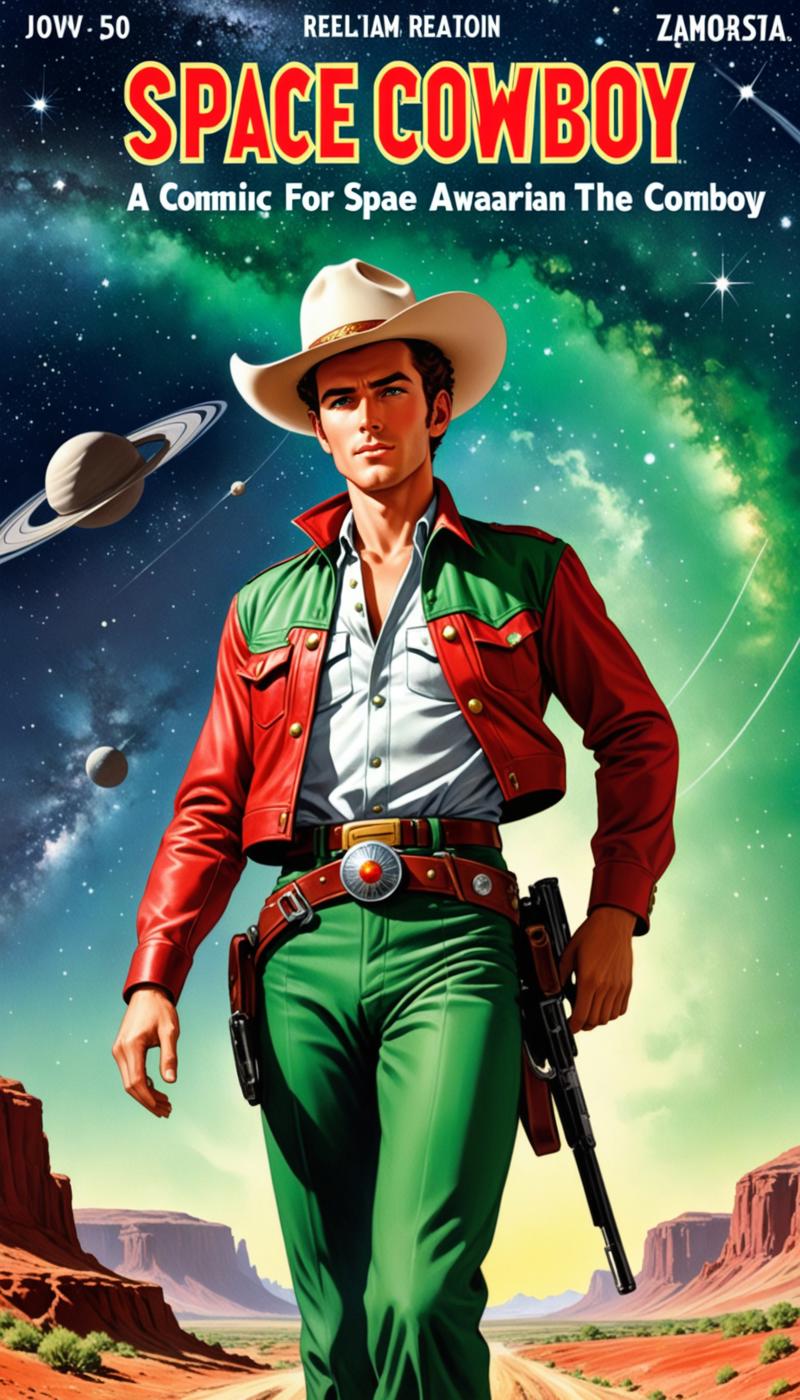 a cover for a comic book, a comic book cover about all space cowboy, 1 cowboy wearing a hat in the s XL 0.jpg